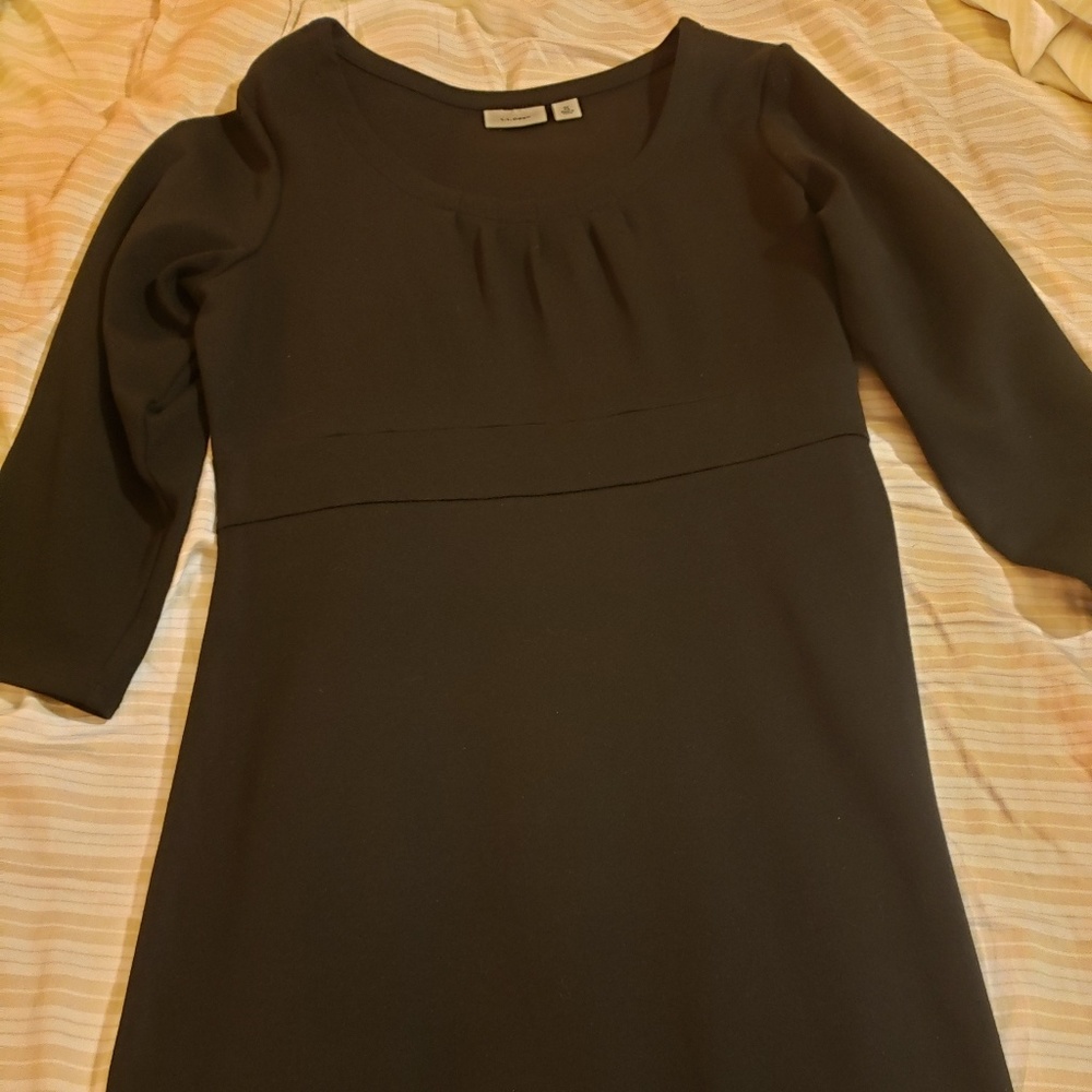 Conservative black midi dress
